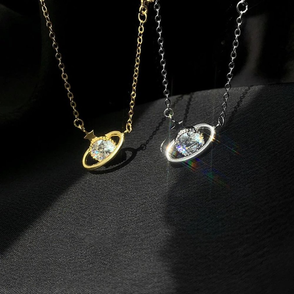 NEW Silver/Gold Shiny Planet-shape Necklace - Picture 5 of 9